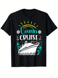 Men's T-Shirt Cousin Cruise Tropical Sun With Anchors And Palm Trees Ship