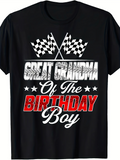 Men's T-Shirt Great Grandma Of The Birthday Boy Racing Flags Celebration Tee
