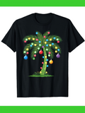 Men's T-Shirt Colorful Festive Lights Hanging On A Tropical Palm Tree