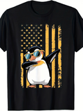 Men's T-Shirt Chill Penguin Wearing Sunglasses Dabbing With Distressed American Flag