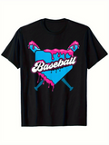 Men's T-Shirt Baseball Blue Home Plate With Dripping Pink Glaze And Two Crossed Bats