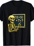 Men's T-Shirt Skeleton Holding Pointer With Blackboard Math Equation Skeleton