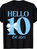 Men's T-Shirt Hello 10 Blue Ribbon Anniversary Inspired Birthday Tenth Celebration Number