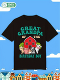 Men's T-Shirt Great Grandpa Of The Birthday Boy Cheerful Barnyard Animals With Red Farmhouse