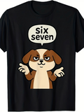 Men's T-Shirt Six Seven Cartoon Dog With Cheeky Expression And Raised Paws