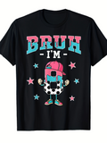 Men's T-Shirt Bruh Im Cartoon Character With Stars And Checkered Details T Shirt
