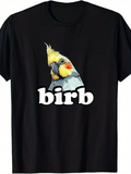 Men's T-Shirt Birb With Colorful Cockatiel Illustration Over Playful Text Bird