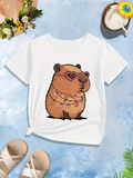 Men's T-Shirt Adorable Capybara Wearing Heart Shaped Sunglasses With Festive Lights Capybara