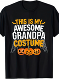 Men's T-Shirt This Is My Awesome Grandpa Costume With Halloween Pumpkins And Spider Web T Shirt