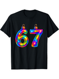 Men's T-Shirt Colorful Festive Ornament Numbers With Shining Holiday Glow Sixty Seven