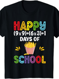 Men's T-Shirt Happy Days Of School With Colorful Math Symbols And French Fries