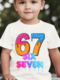 Men's T-Shirt Sixty Seven Colorful Melting Numbers With Dripping Paint Decoration