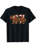 Men's T-Shirt Cartoon Turkeys Dancing In Front Of Bold Number Sixty Seven