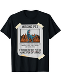 Men's T-Shirt Missing Pet Poster With Tape Cartoon Dinosaur Warning Over Rocky Mountains