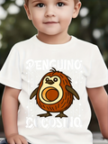 Men's T-Shirt Penguino With Cartoon Style Smiling Furry Brown Penguin