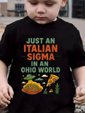Men's T-Shirt Just An Italian Sigma In An Ohio World With UFO Spaghetti Plate And Pizza Slice