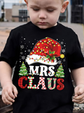 Men's T-Shirt Christmas Snowy Trees With Decorated Red Santa Hat