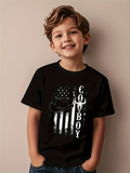 Men's T-Shirt Cowboy American Flag With Starry Night Western Hat Cowboy