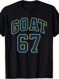 Men's T-Shirt GOAT 67 Bold Block Letters With Contrasting Outline On Classic Jersey Shirt