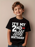 Men's T-Shirt Its My 2nd Birthday With Racing Checkered Flag Design