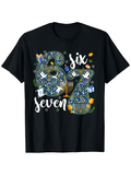 Men's T-Shirt Six Seven Blue Hanukkah Motifs With Holiday Symbols Over Numbers