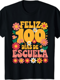 Men's T-Shirt Colorful Retro Flowers With Playful Blooms Around School Celebration Numbers