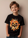 Men's T-Shirt Abstract Splatter With Candy Corn Colors Forming A Jack O Lantern
