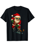 Men's T-Shirt Cool Santa Wearing Sunglasses Playing Winter Ice Hockey