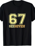Men's T-Shirt Yellow Camouflage Numbers With Bold Retro Stripe Sixty Seven