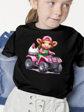 Men's T-Shirt Cute Farm Cow Wearing Pink Cap Riding Offroad Vehicle