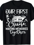 Men's T-Shirt Our First Cruise 2026 Under Palms With Ship Making Memories Together