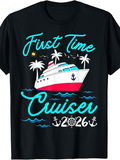 Men's T-Shirt First Time Cruiser With Palm Trees Sun And Anchors Cruise Ship