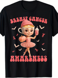 Men's T-Shirt Breast Cancer Awareness Cheerful Ballerina Surrounded By Pumpkins And Awareness Ribbons