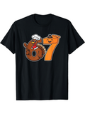 Men's T-Shirt Cheerful Cartoon Style Food Characters Number Seven