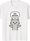 Men's T-Shirt Six Seven Cartoon Cat Raising Both Paws With Neutral Face