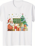 Men's T-Shirt Christmas Stars Santa And Presents Near Decorated Tree