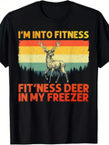 Men's T-Shirt Im Into Fitness Vintage Colored Stripes With Standing Deer