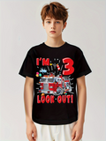 Men's T-Shirt Im Three Look Out With Bright Balloons Fire Truck And Party Confetti