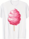 Men's T-Shirt Fluffy Pink Candy Art On Crisp White Cotton Candy