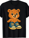Men's T-Shirt Playful Cartoon Bear Wearing Sneakers Under Sunlight Bear
