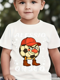 Men's T-Shirt Alessio Cartoon Soccer Ball With Red Cap And Brown Cowboy Boots