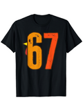 Men's T-Shirt Distressed Orange Sixty Seven Numbers On Black T Shirt