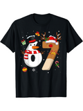 Men's T-Shirt Playful Christmas Snowman And Reindeer Numbers With Holiday Decorations