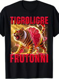 Men's T-Shirt Tigroligre Frutonni Vibrant Citrus Slices Splashed Around A Fierce Tiger