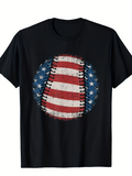 Men's T-Shirt Distressed Vintage American Flag Patterned Baseball
