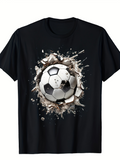 Men's T-Shirt Exploding Wall Debris With Dynamic Motion Soccer Ball