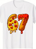 Men's T-Shirt Cheesy Melting Pepperoni Pizza Number Dripping Design