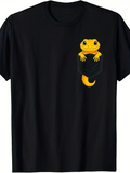 Men's T-Shirt Adorable Cartoon Gecko Peeking Out Of A Simple Faux Pocket Lizard