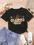 Men's T-Shirt Grammys Girl Colorful Flowers And Retro Leaf In Black Shirt