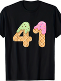 Men's T-Shirt Waffle Cone Number With Melted Ice Cream Topping Forty One